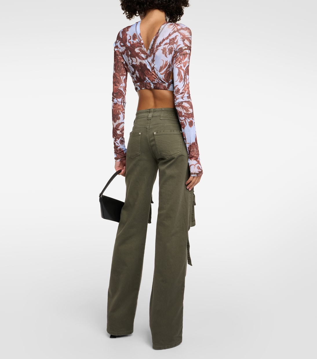 Floral cutout jersey crop top  | KNWLS