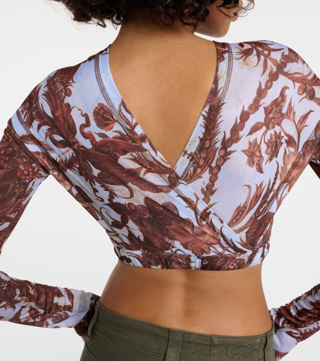 Floral cutout jersey crop top  | KNWLS