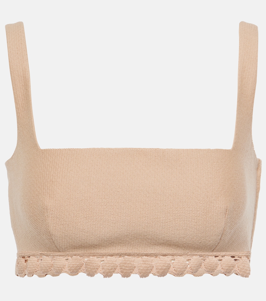 Scalloped cotton-blend bra top | Valentino