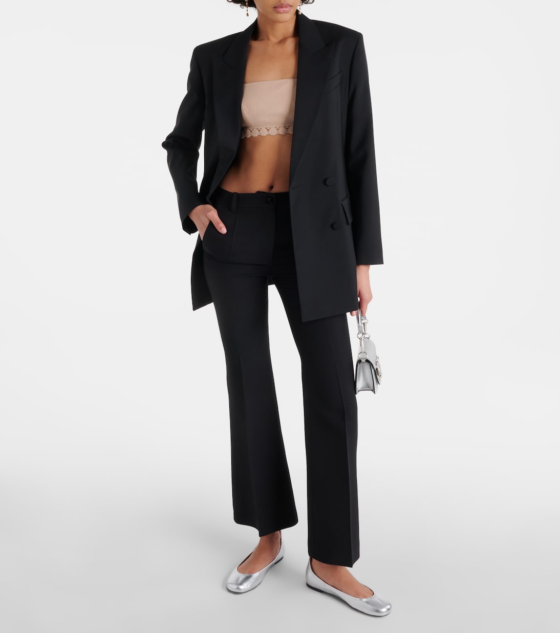 Scalloped cotton-blend bra top | Valentino