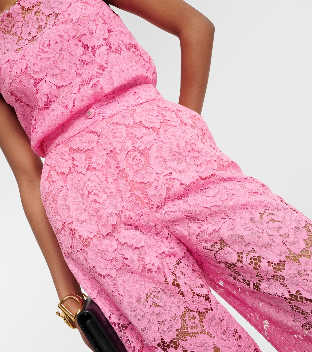 Weite High-Rise-Hose aus Spitze | Dolce&Gabbana