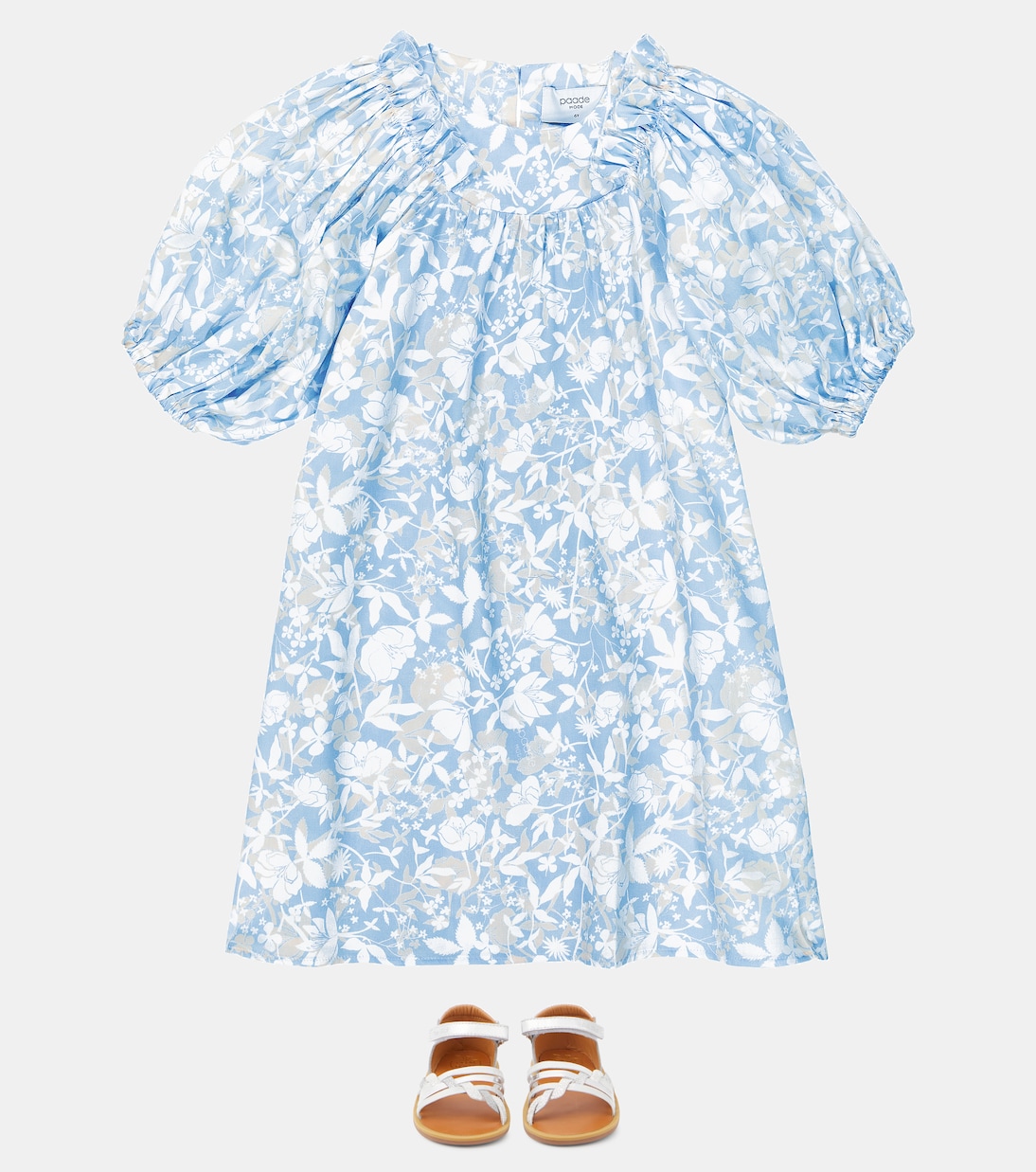 Balloon-sleeve floral cotton dress | Paade Mode
