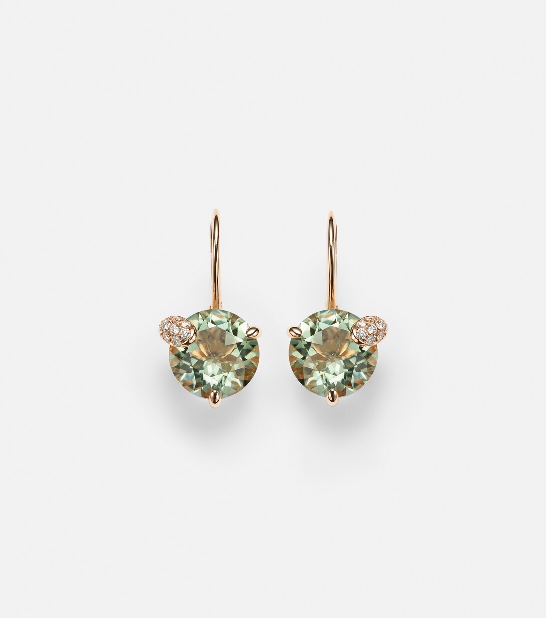 Peekaboo 18kt rose gold clip-on earrings with prasiolite and diamonds | Bucherer Fine Jewellery