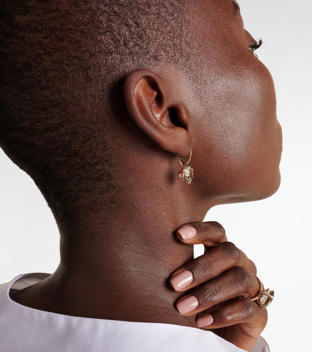 Peekaboo 18kt rose gold clip-on earrings with prasiolite and diamonds | Bucherer Fine Jewellery