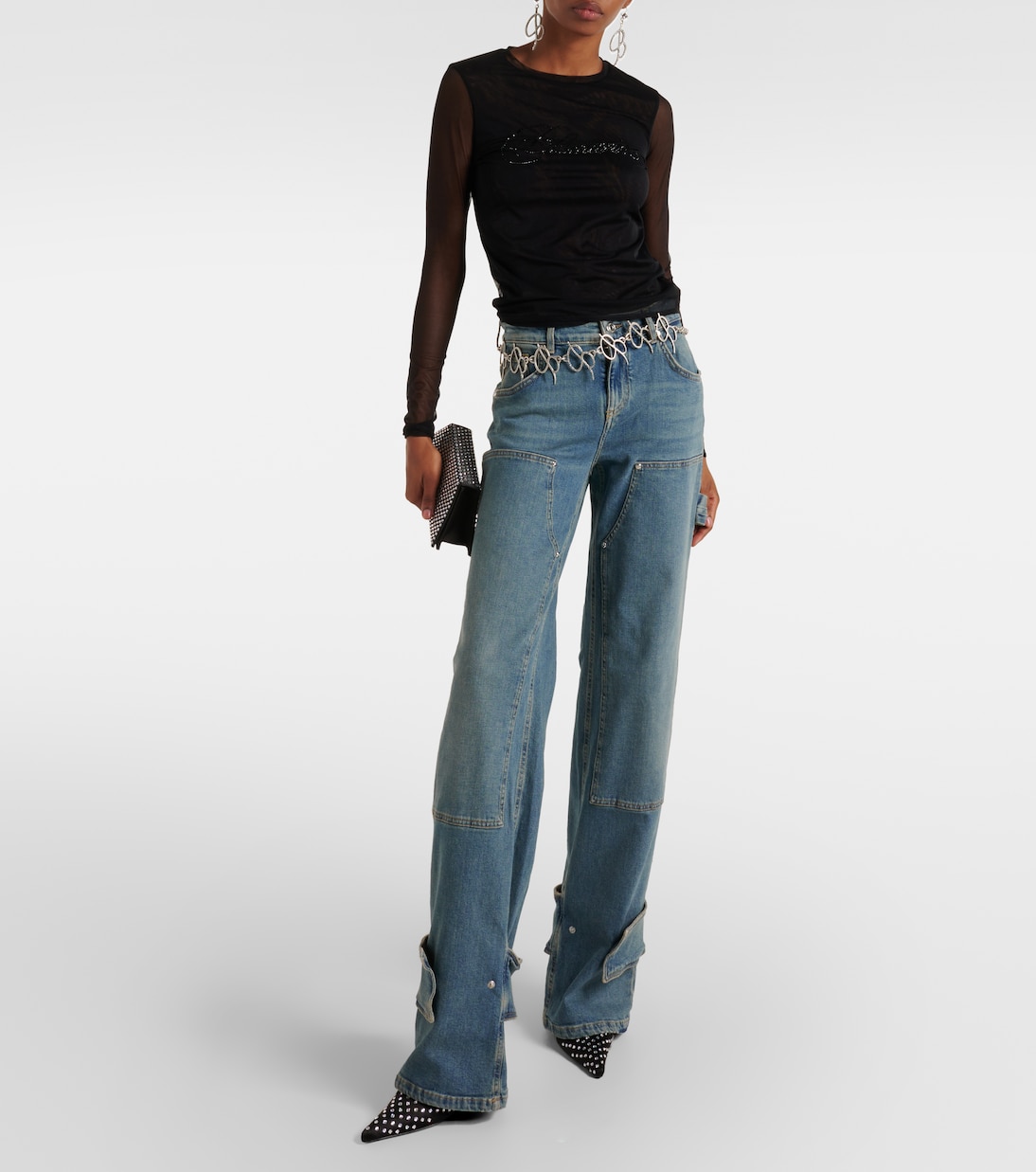 Logo tulle-trimmed T-shirt | Blumarine