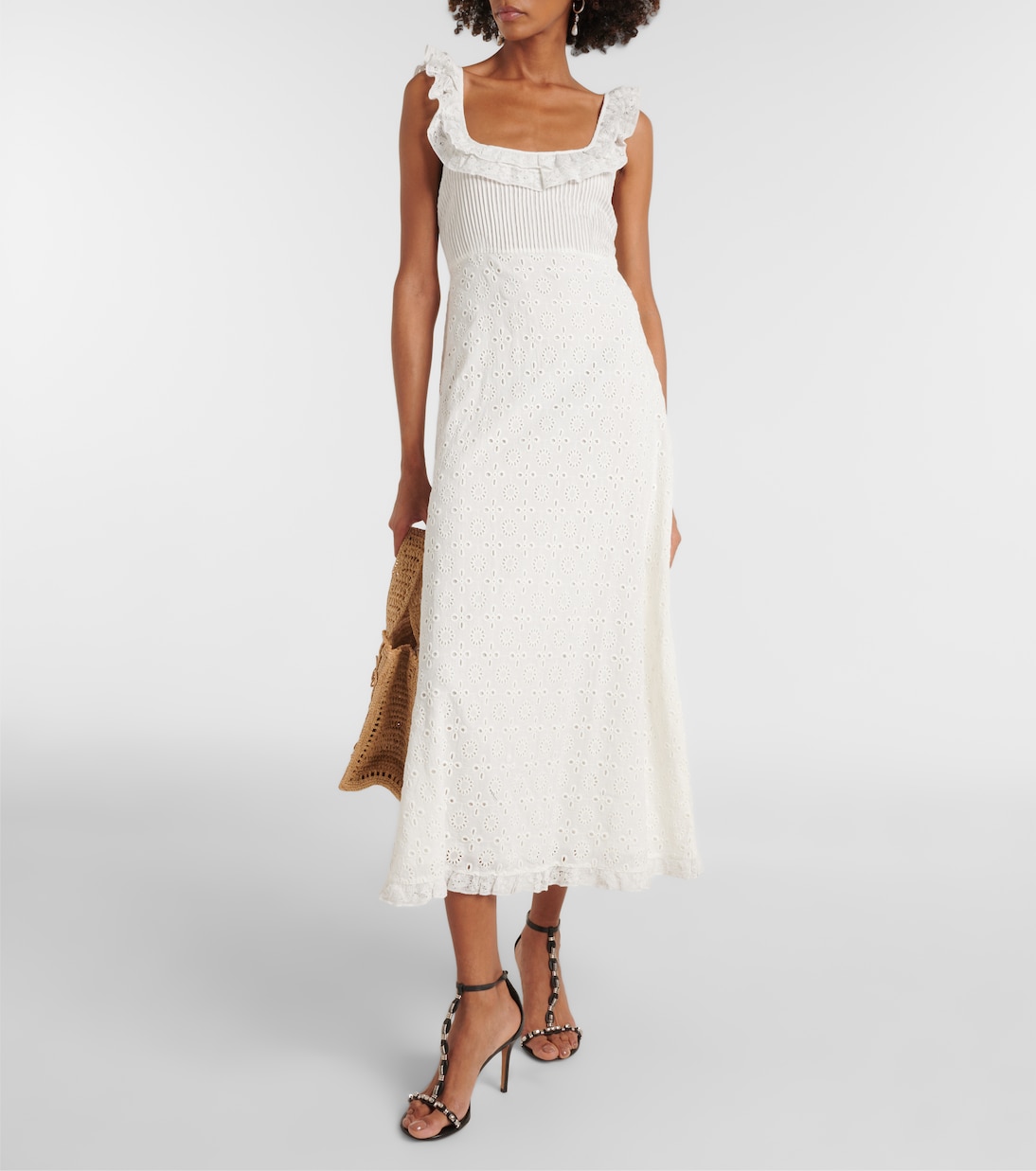 Abito midi Patsy in cotone sangallo | Rixo