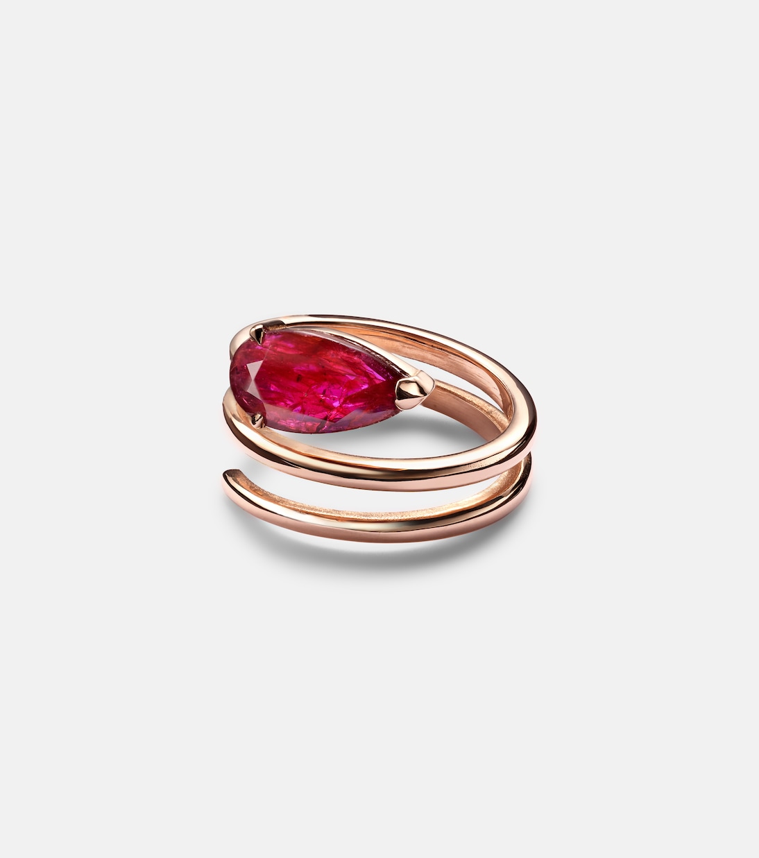 Bague Ruby Pear en or rose 18 ct et rubis | Shay Jewelry