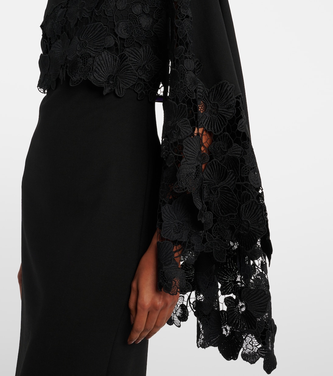 Midikleid aus Wolle mit Guipure-Spitze | Oscar de la Renta