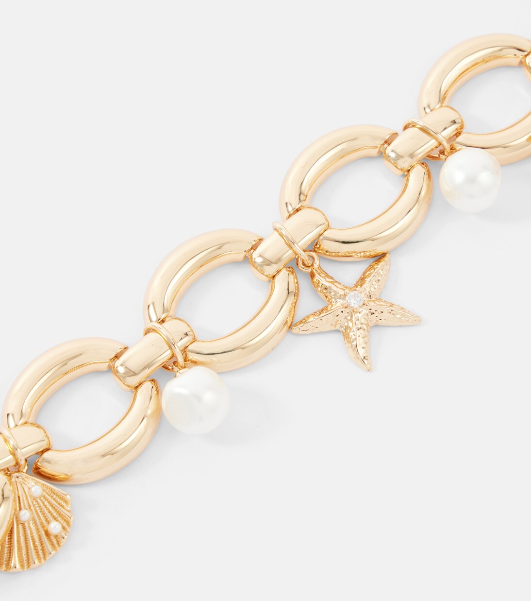 人造珍珠镀金手链 | Self-Portrait