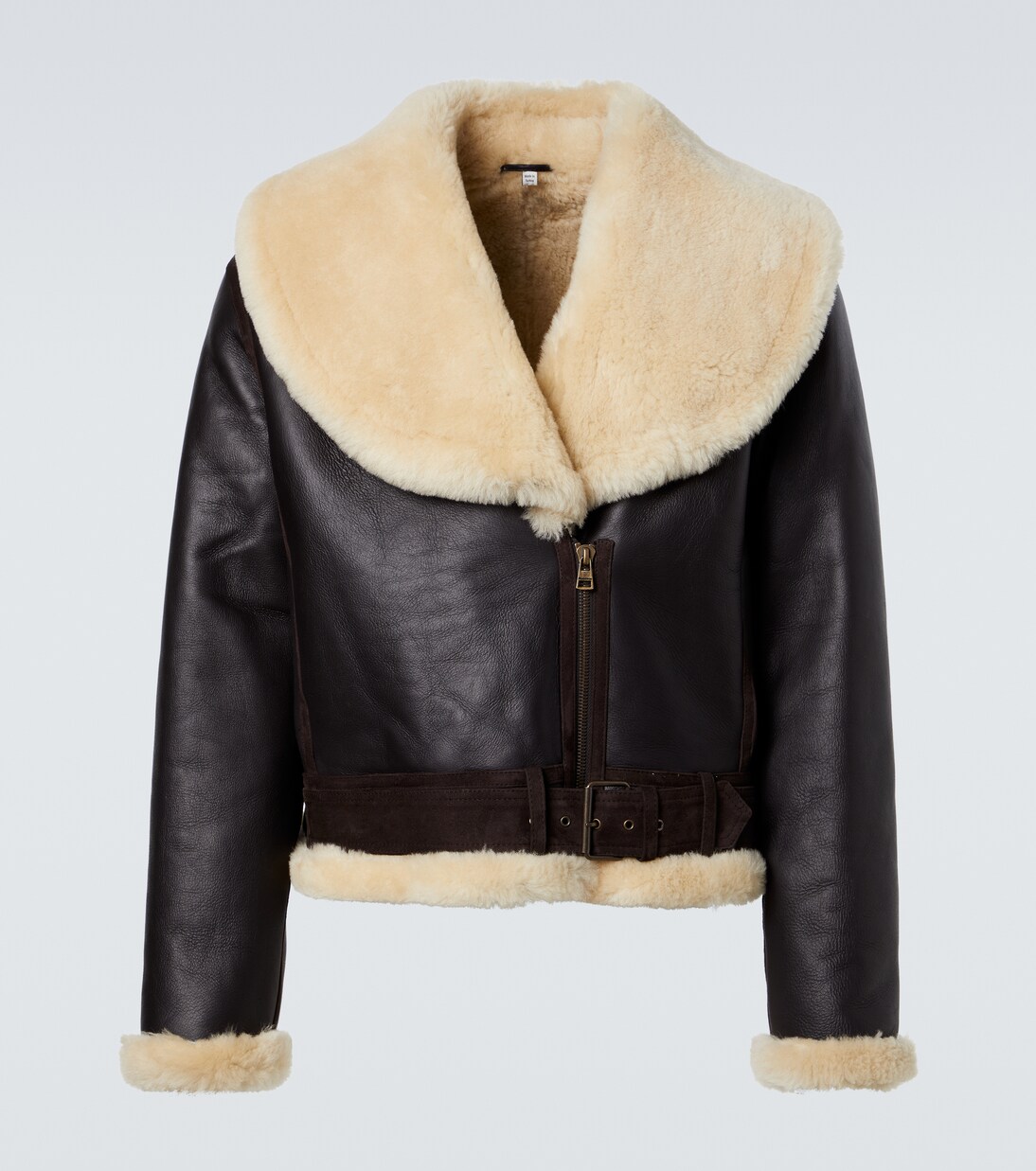 Shearling-trimmed leather jacket | JW Anderson
