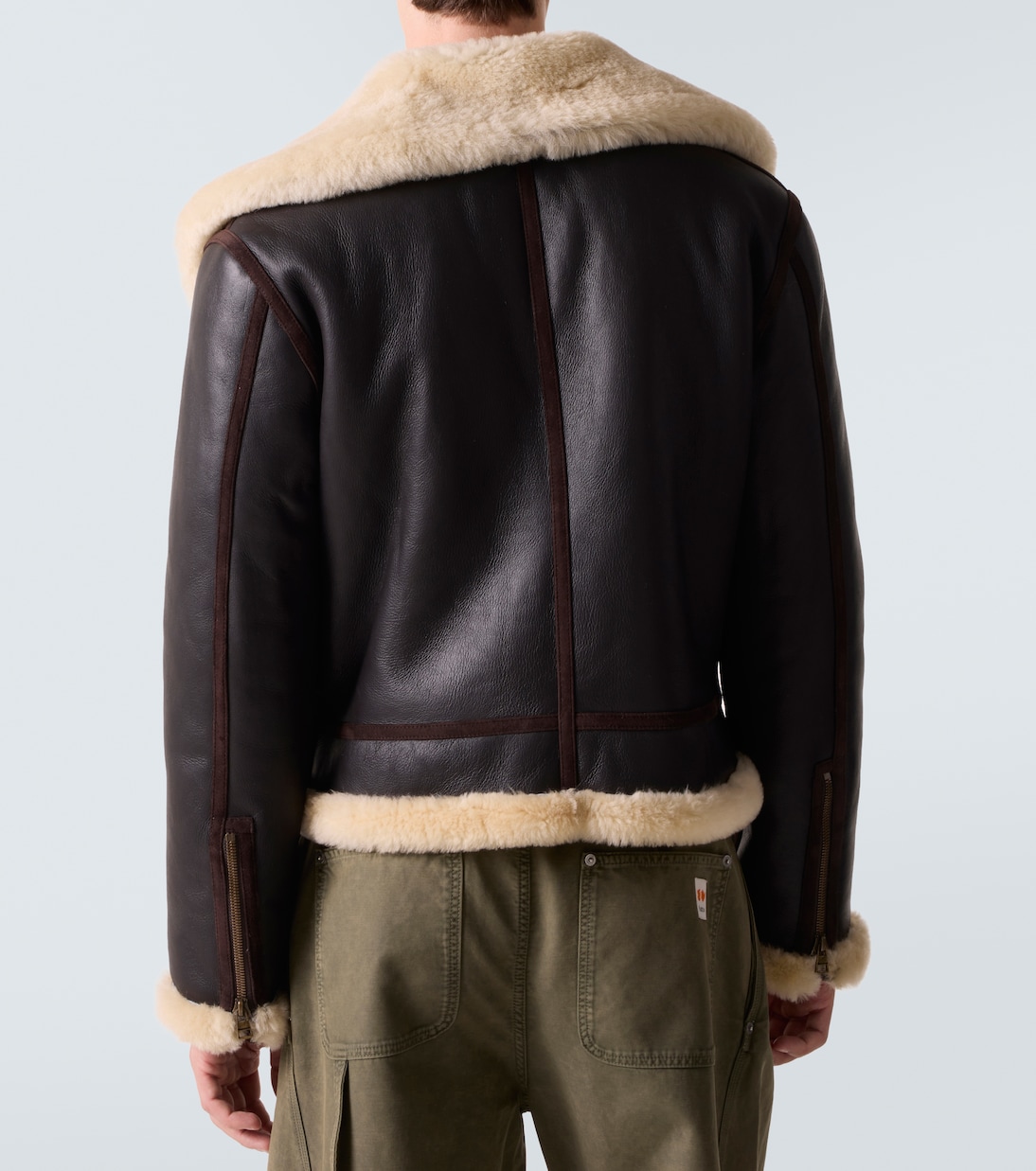 Shearling-trimmed leather jacket | JW Anderson