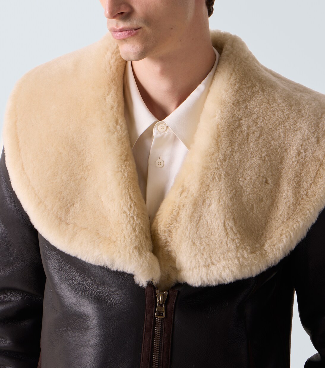 Shearling-trimmed leather jacket | JW Anderson