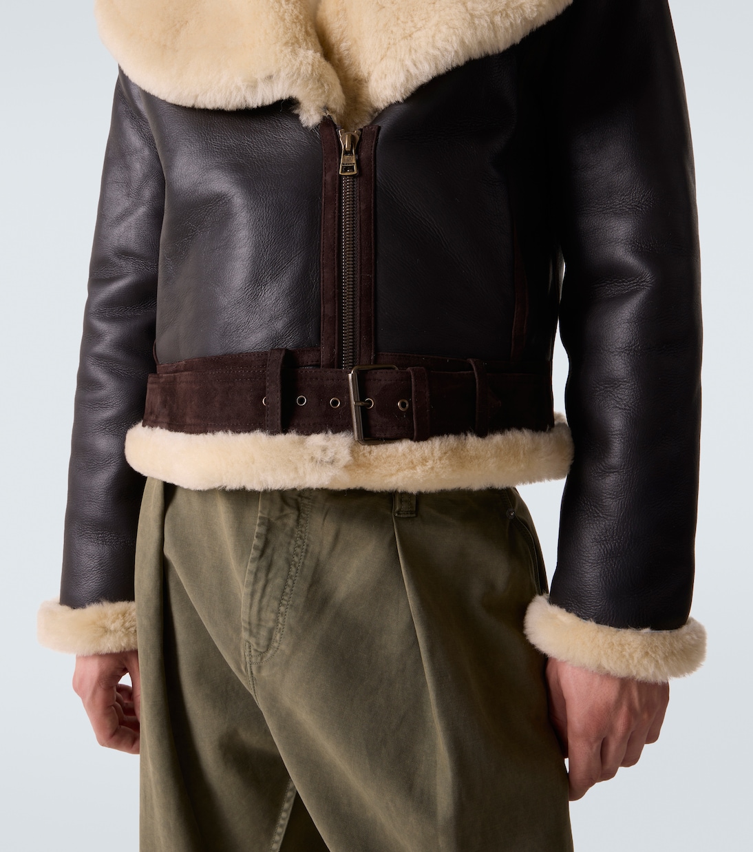 Shearling-trimmed leather jacket | JW Anderson