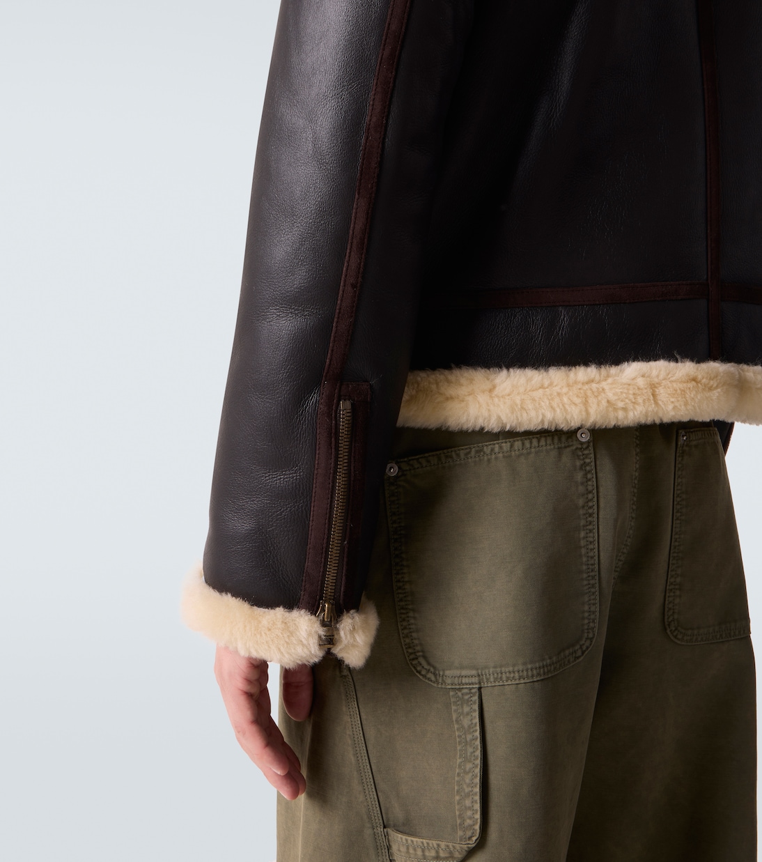 Shearling-trimmed leather jacket | JW Anderson