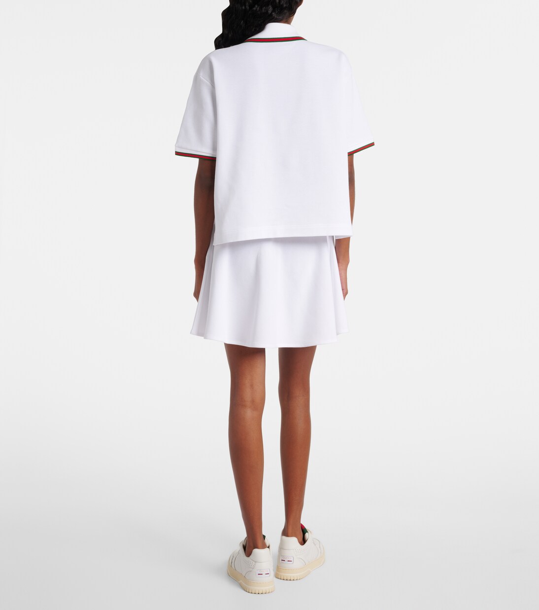 Web Stripe cropped cotton piqué polo shirt | Gucci