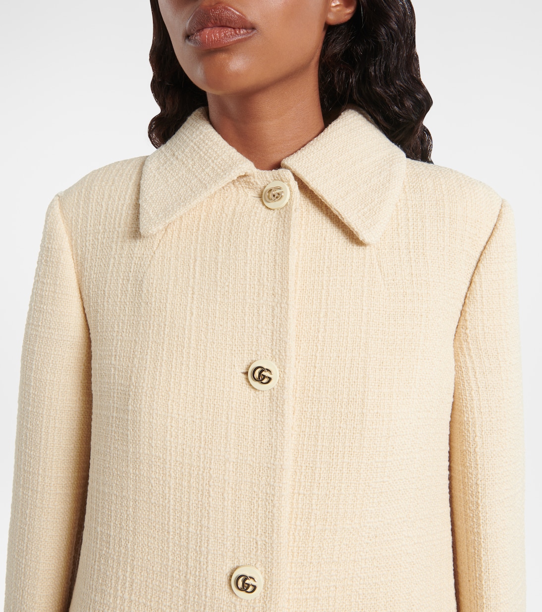 Chaqueta de tweed en mezcla de lana con GG | Gucci