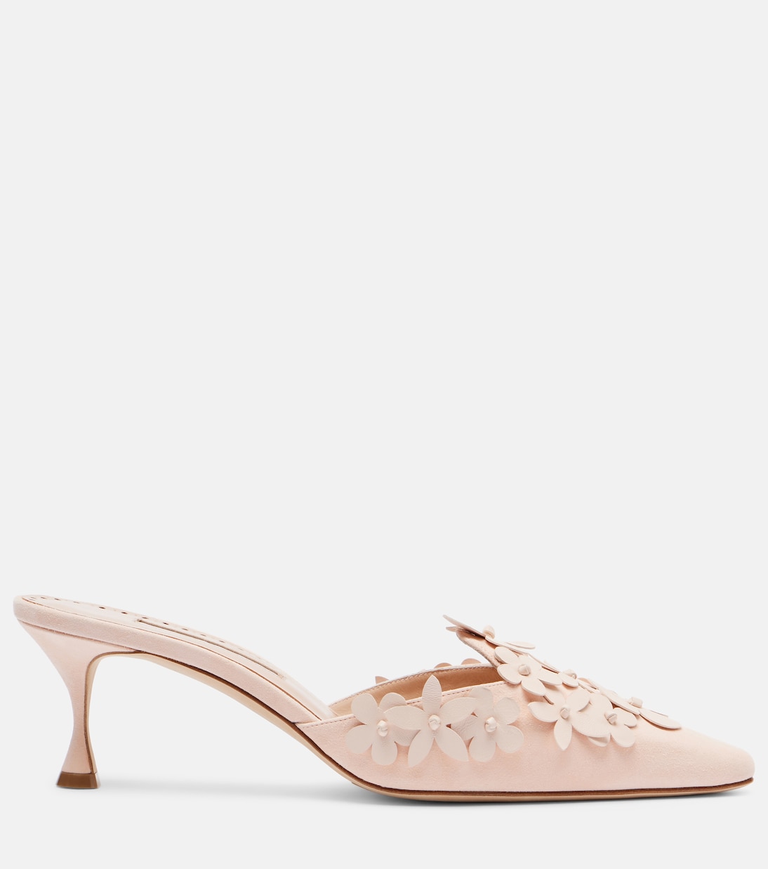 Harnes 50 floral-appliqué suede mules | Manolo Blahnik