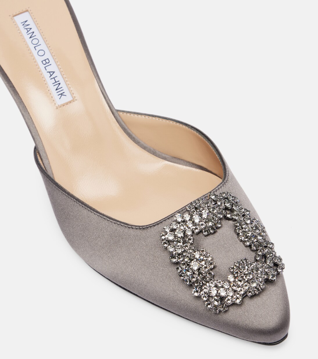 Mules Hangisimu aus Satin mit Kristallen | Manolo Blahnik