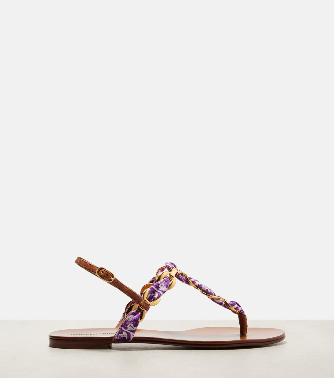 Majolica leather-trimmed satin thong sandals | Dolce&Gabbana