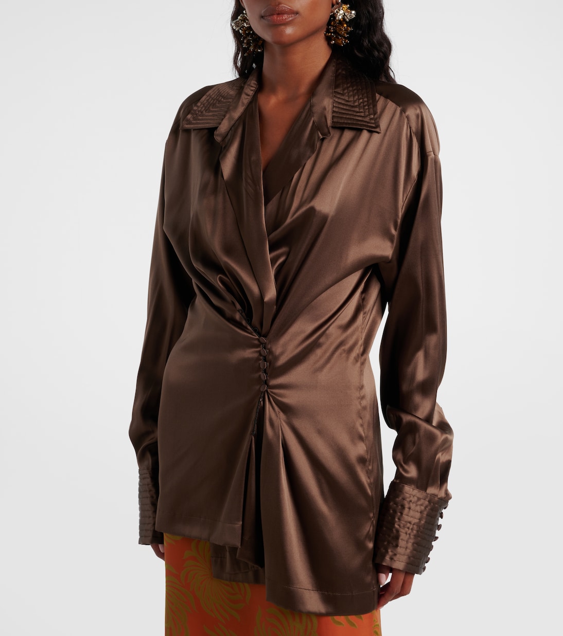 Draped silk-blend shirt | Dries Van Noten