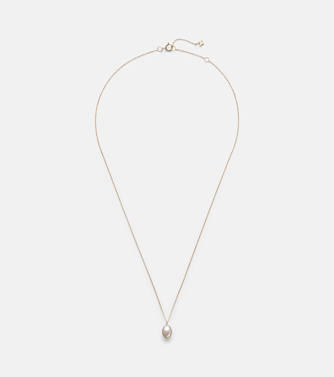 14kt gold pendant necklace with pearl and diamond | Mateo