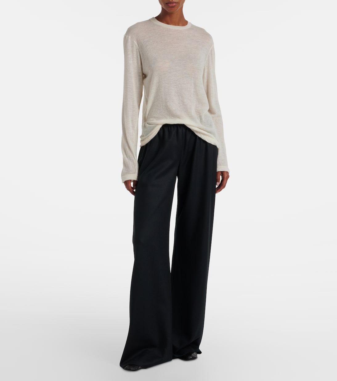 Gala virgin wool flannel wide-leg pants | The Row