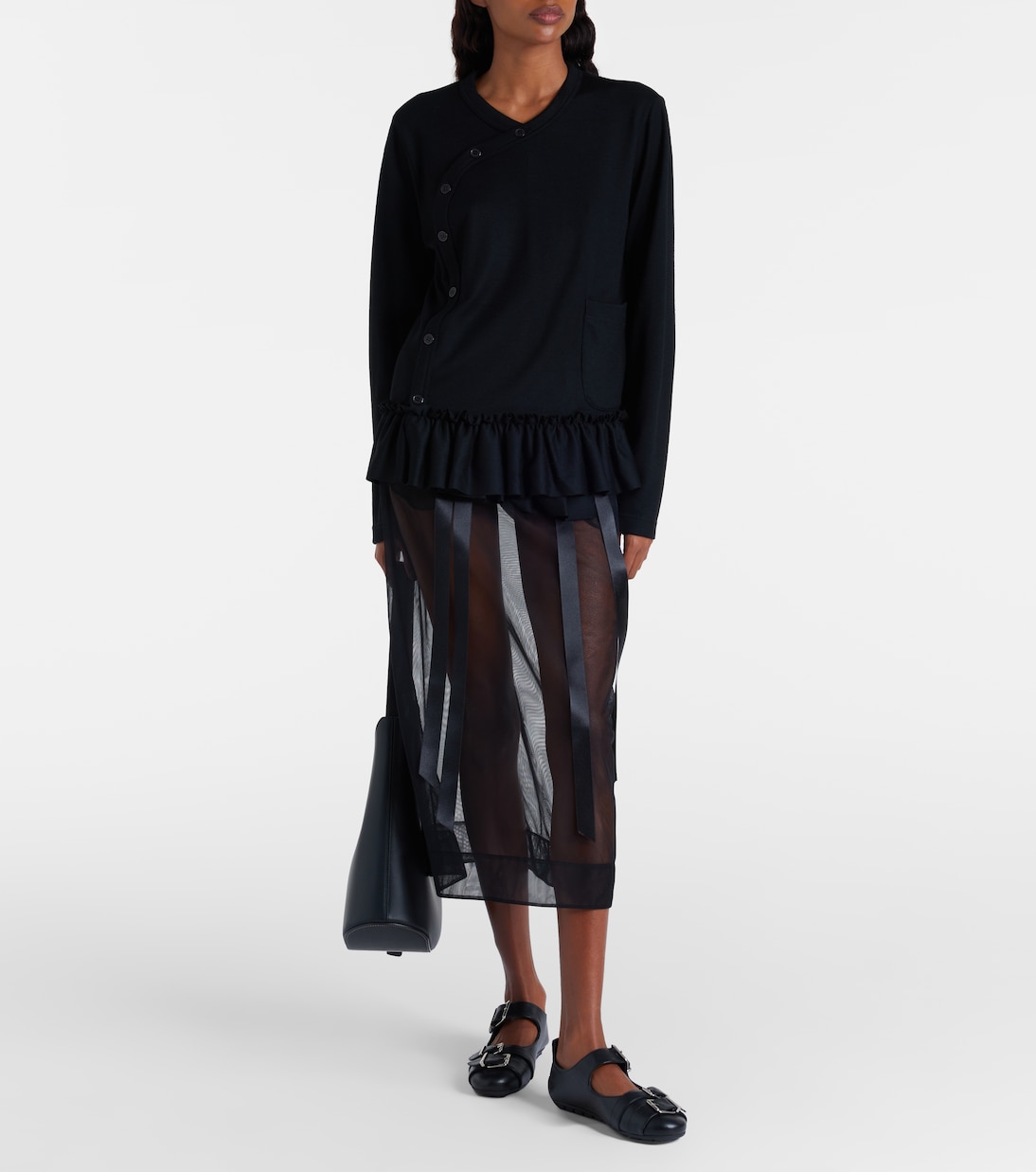 Ruffled wool top | Noir Kei Ninomiya