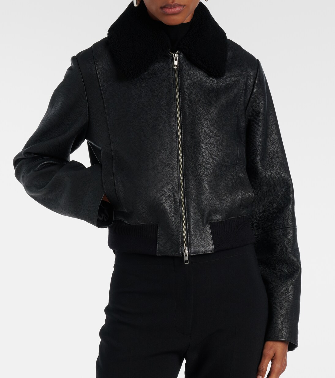 Shearling-trimmed leather jacket | Vince