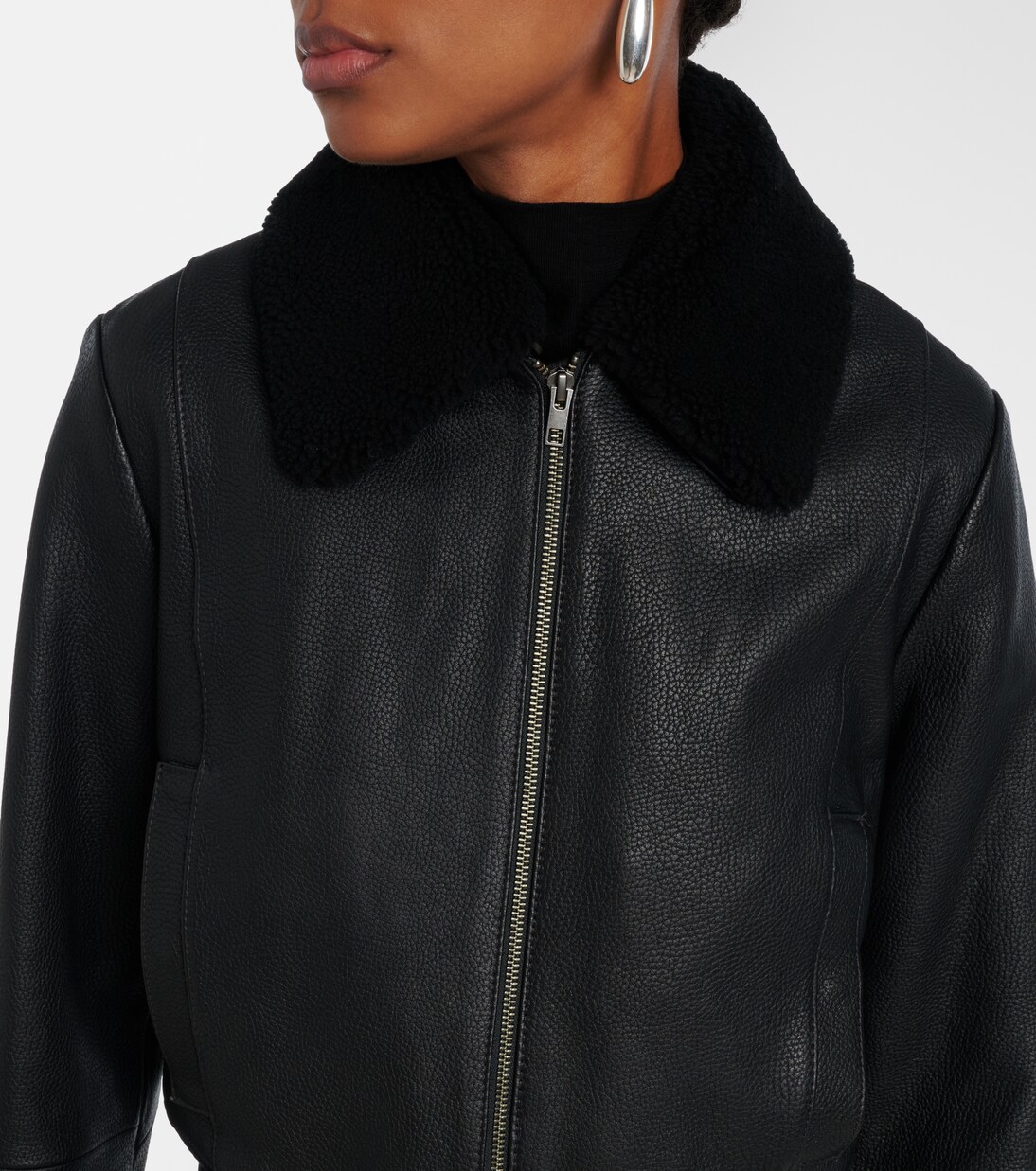 Shearling-trimmed leather jacket | Vince