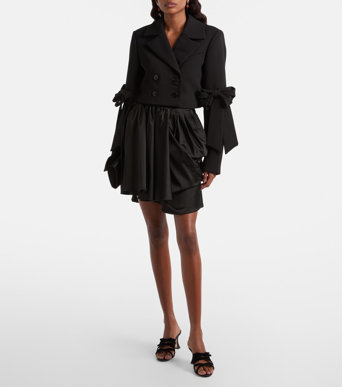 Double-breasted cropped blazer | Ganni