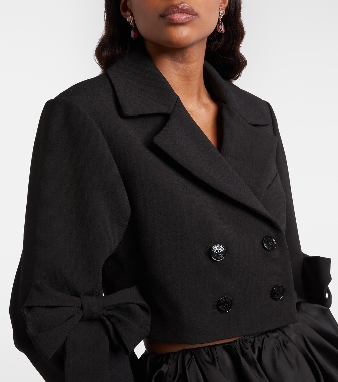 Double-breasted cropped blazer | Ganni