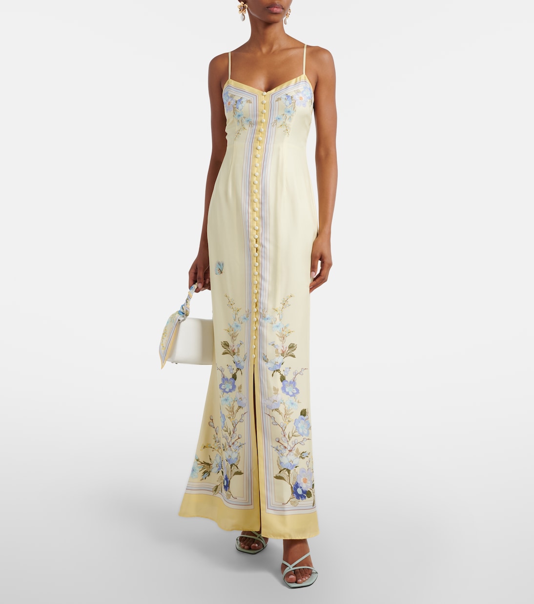 Floral silk satin maxi dress | Self-Portrait