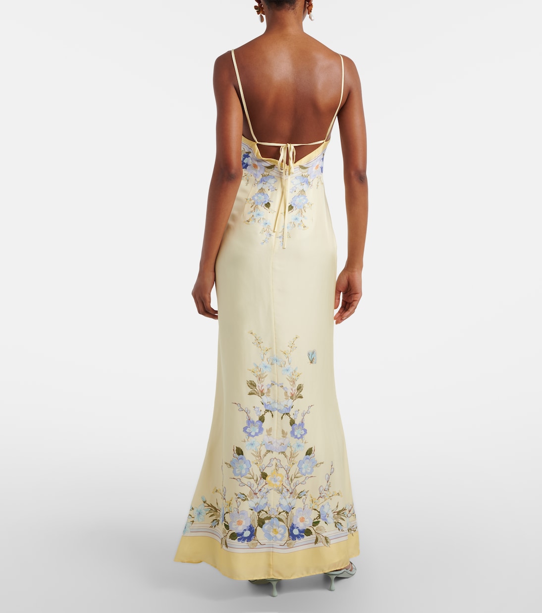 Floral silk satin maxi dress | Self-Portrait