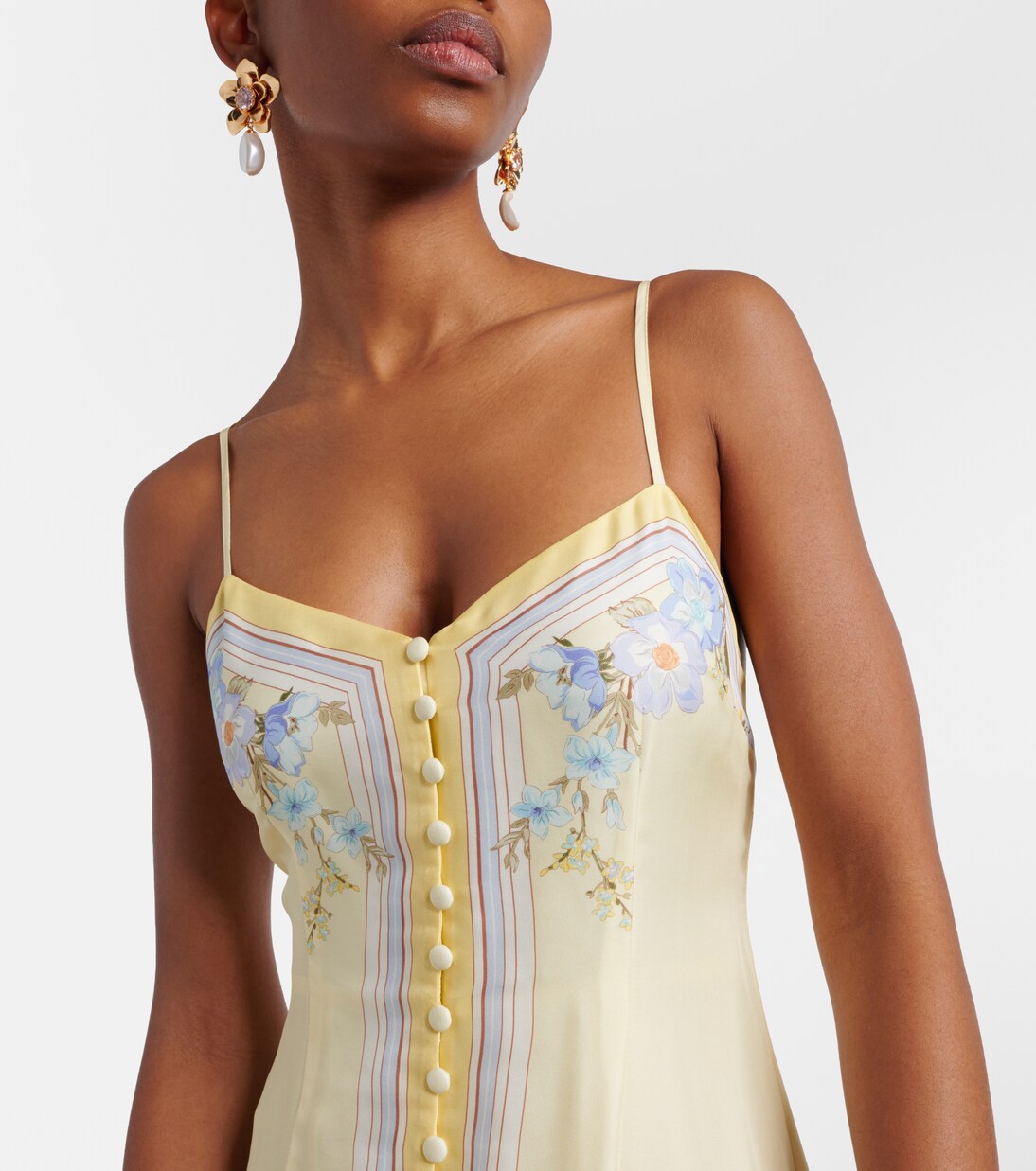 Floral silk satin maxi dress | Self-Portrait