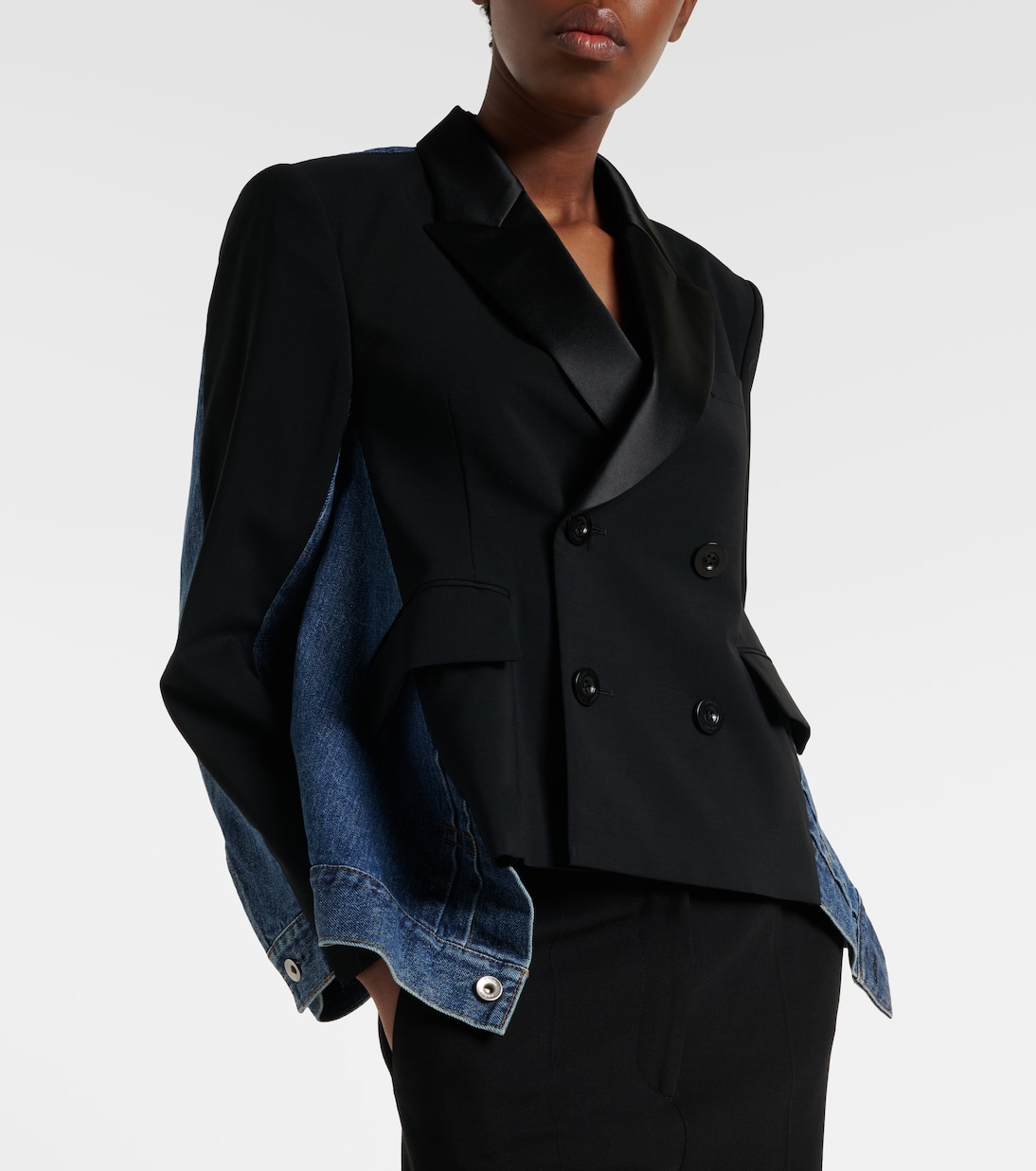 Chaqueta cruzada de denim y lana | Sacai