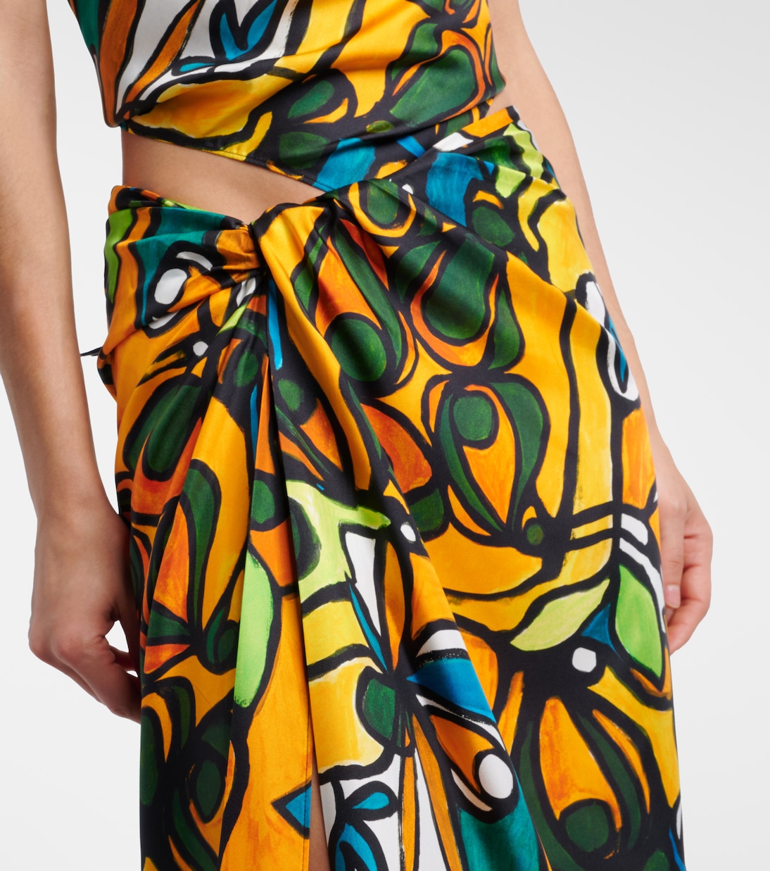 Printed draped silk maxi skirt | Christopher Esber
