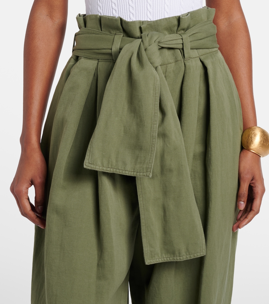 Cotton and linen twill tapered pants | Balmain