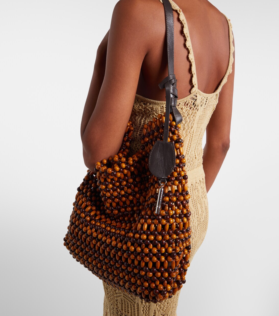 Drift beaded leather-trimmed tote bag | Staud