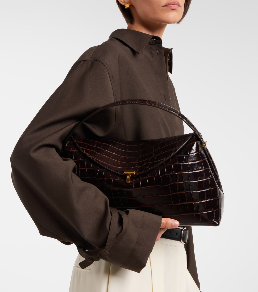 T-Lock croc-effect leather tote bag | Toteme