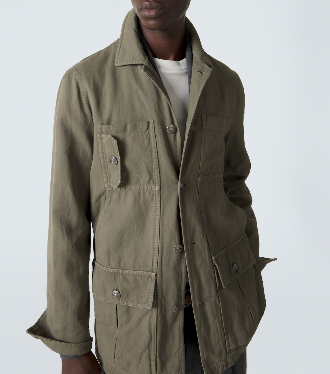 Cotton and linen field jacket | Brunello Cucinelli