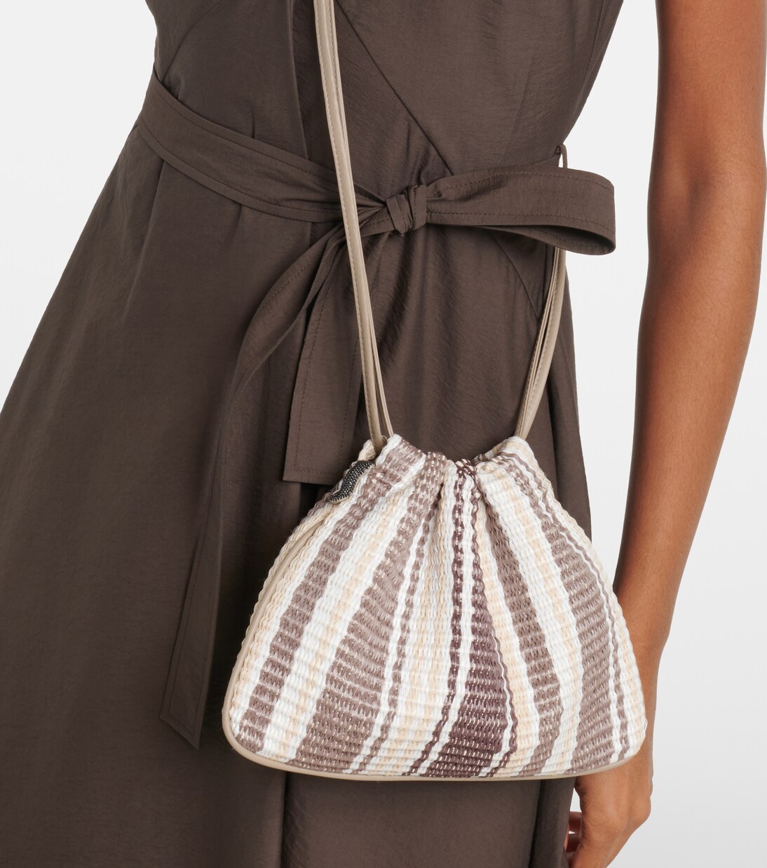 Mellow Small striped crossbody bag | Brunello Cucinelli