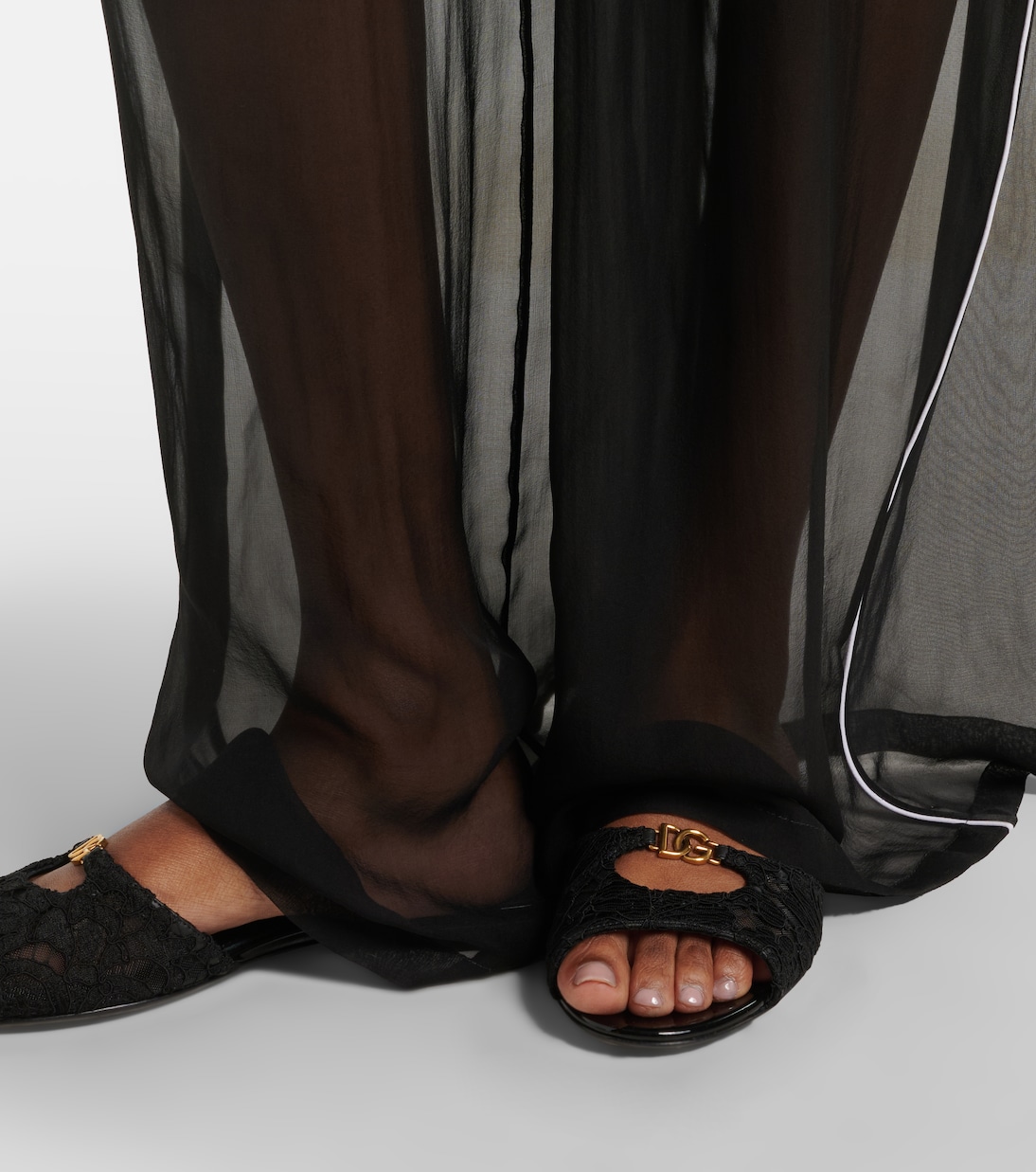 DG leather-trimmed lace slides | Dolce&Gabbana