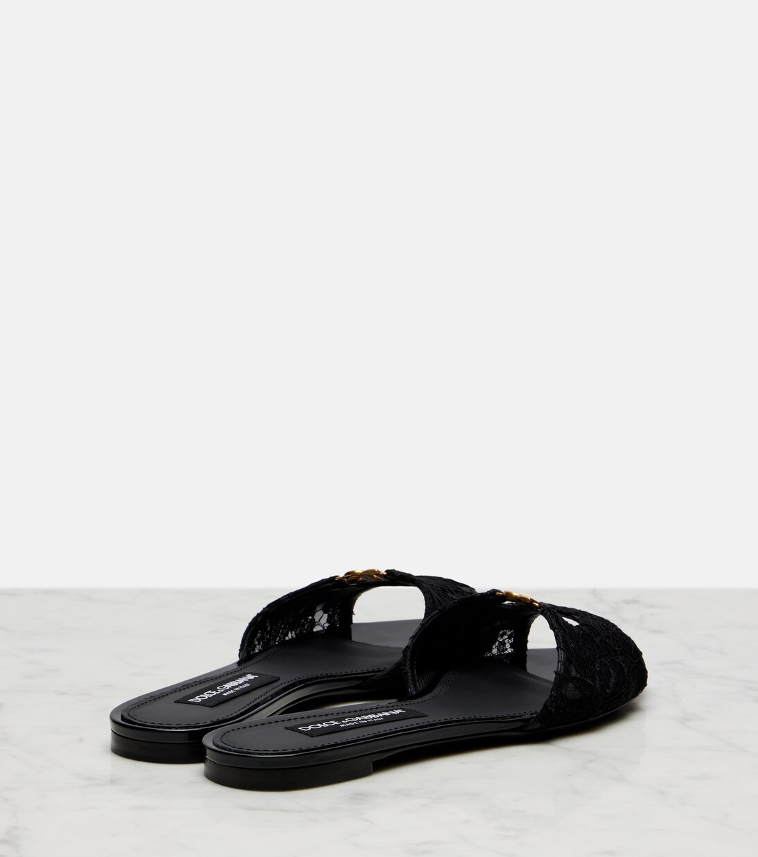 DG leather-trimmed lace slides | Dolce&Gabbana
