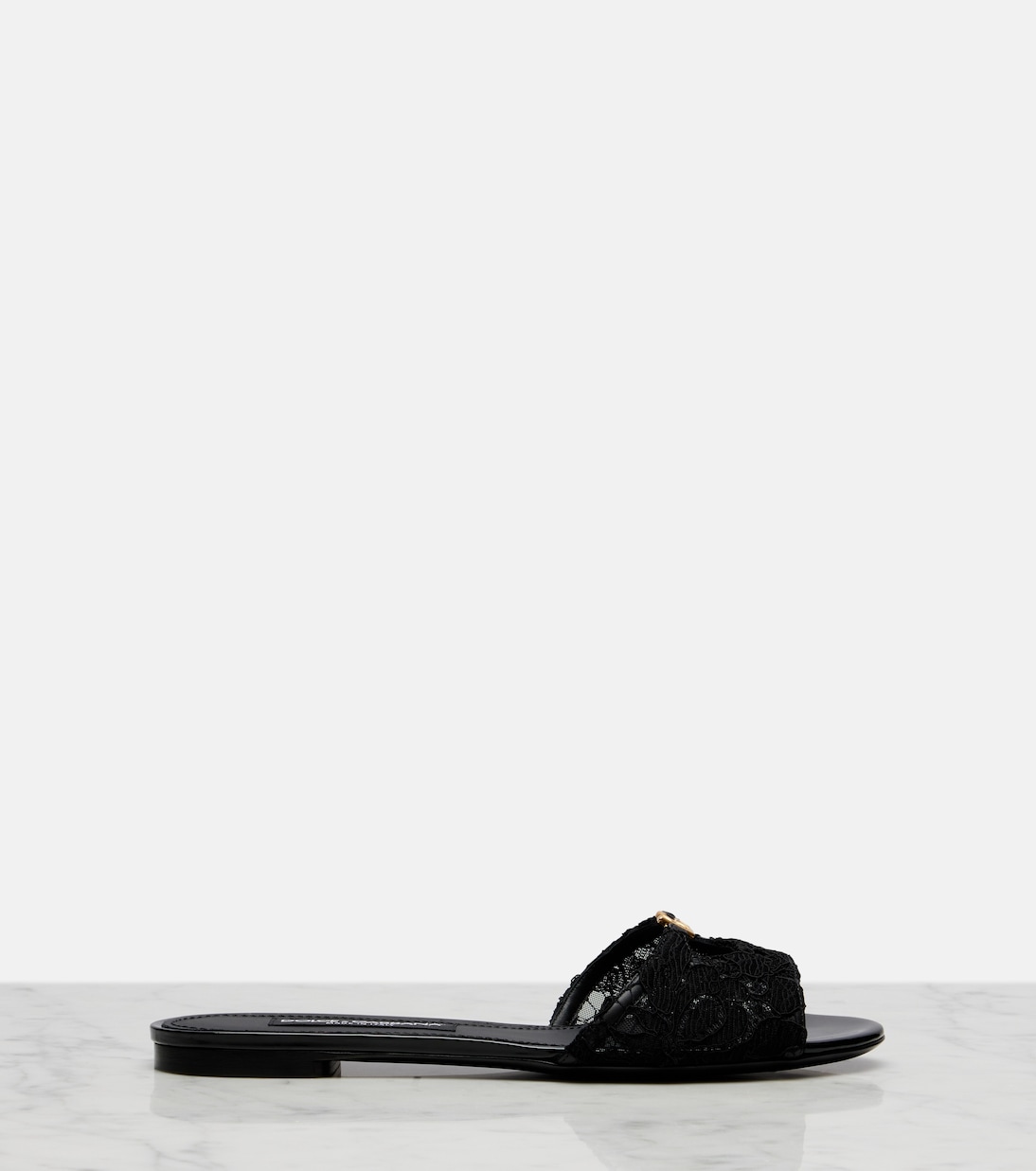 DG leather-trimmed lace slides | Dolce&Gabbana