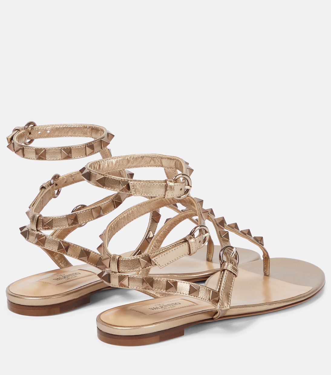 Sandalen Rockstud aus Metallic-Leder | Valentino Garavani