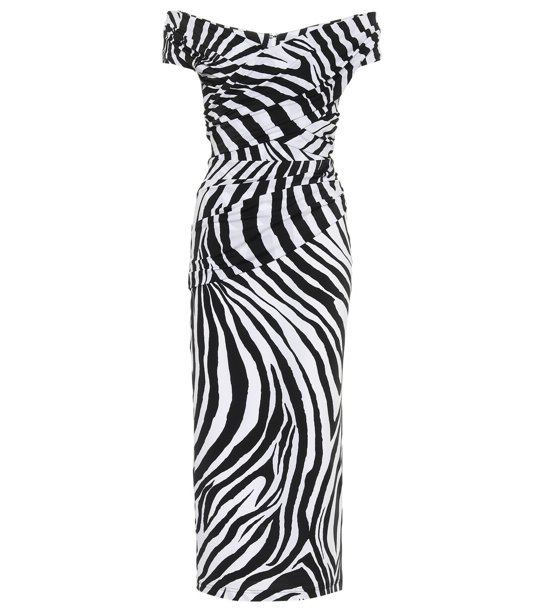 Robe à encolure bardot et motif zébré | Halpern