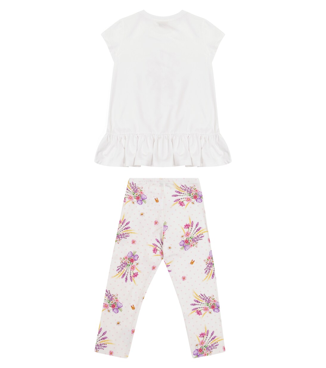 Ensemble t-shirt et legging en coton mélangé à fleurs | Monnalisa