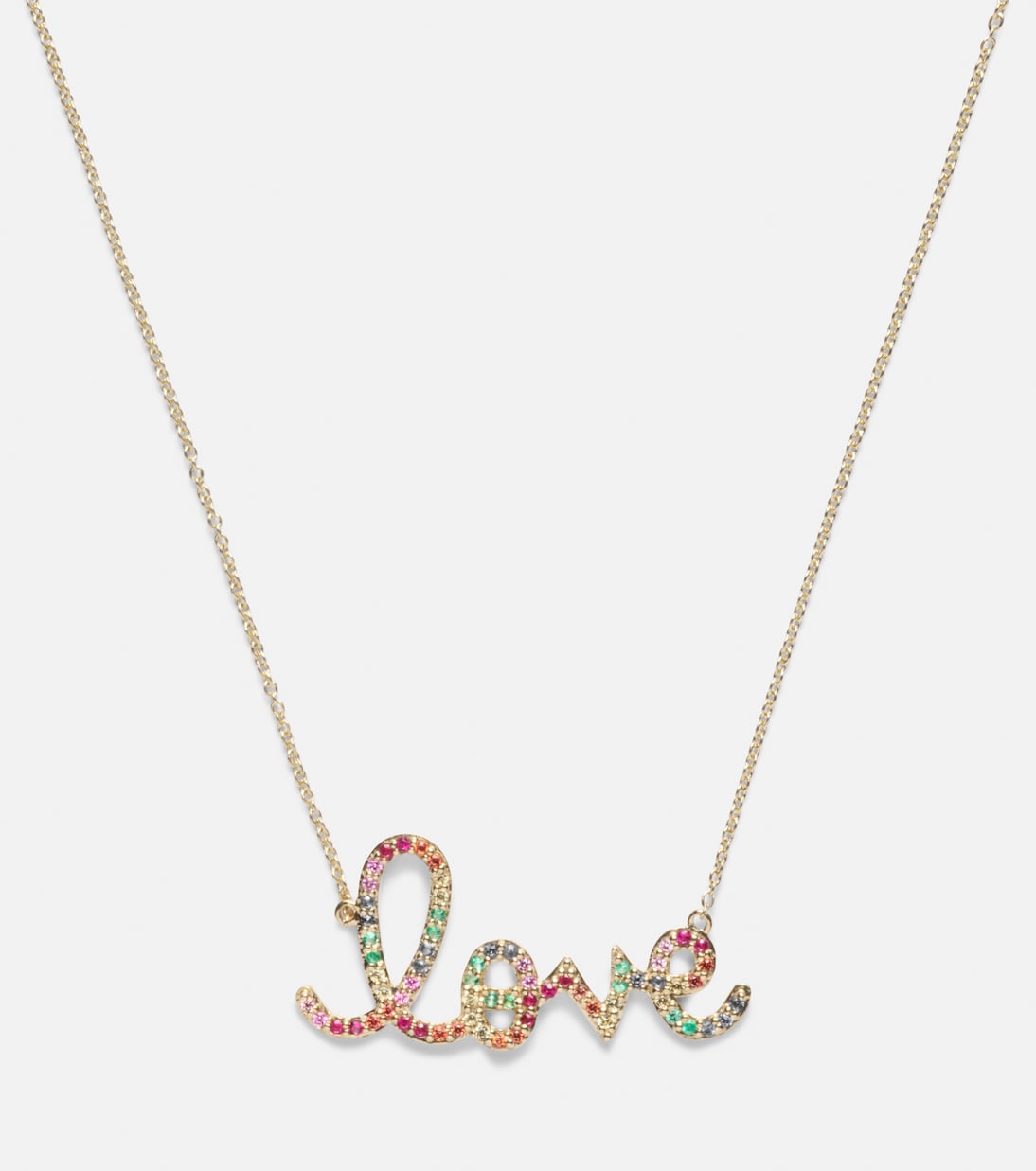 Collar Love de oro de 14 ct con zafiros | Sydney Evan