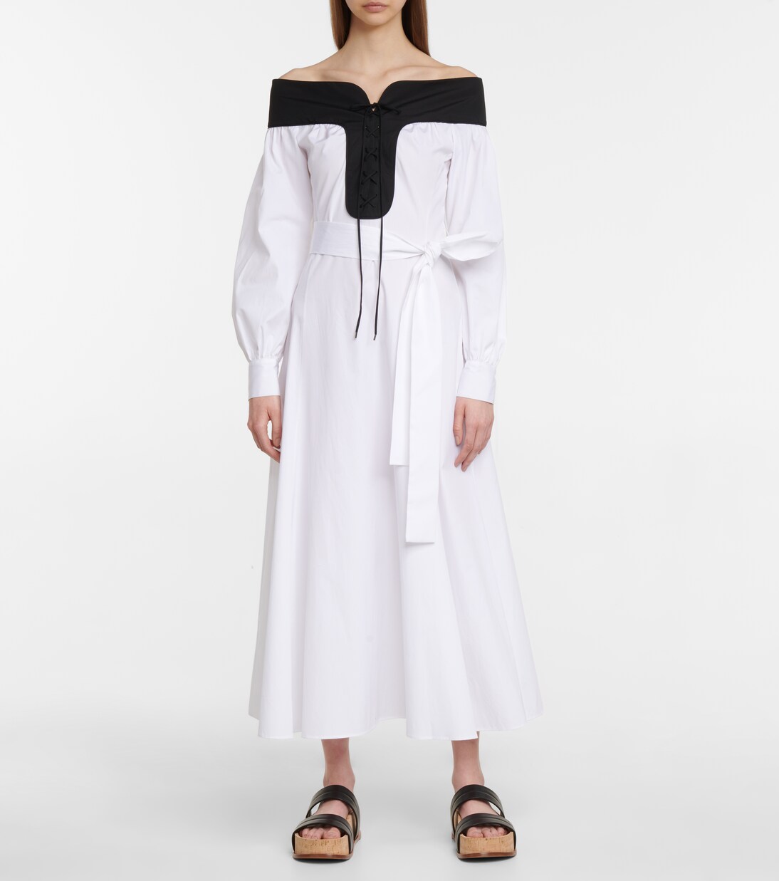 Robe midi Elias en coton à encolure bardot | Gabriela Hearst