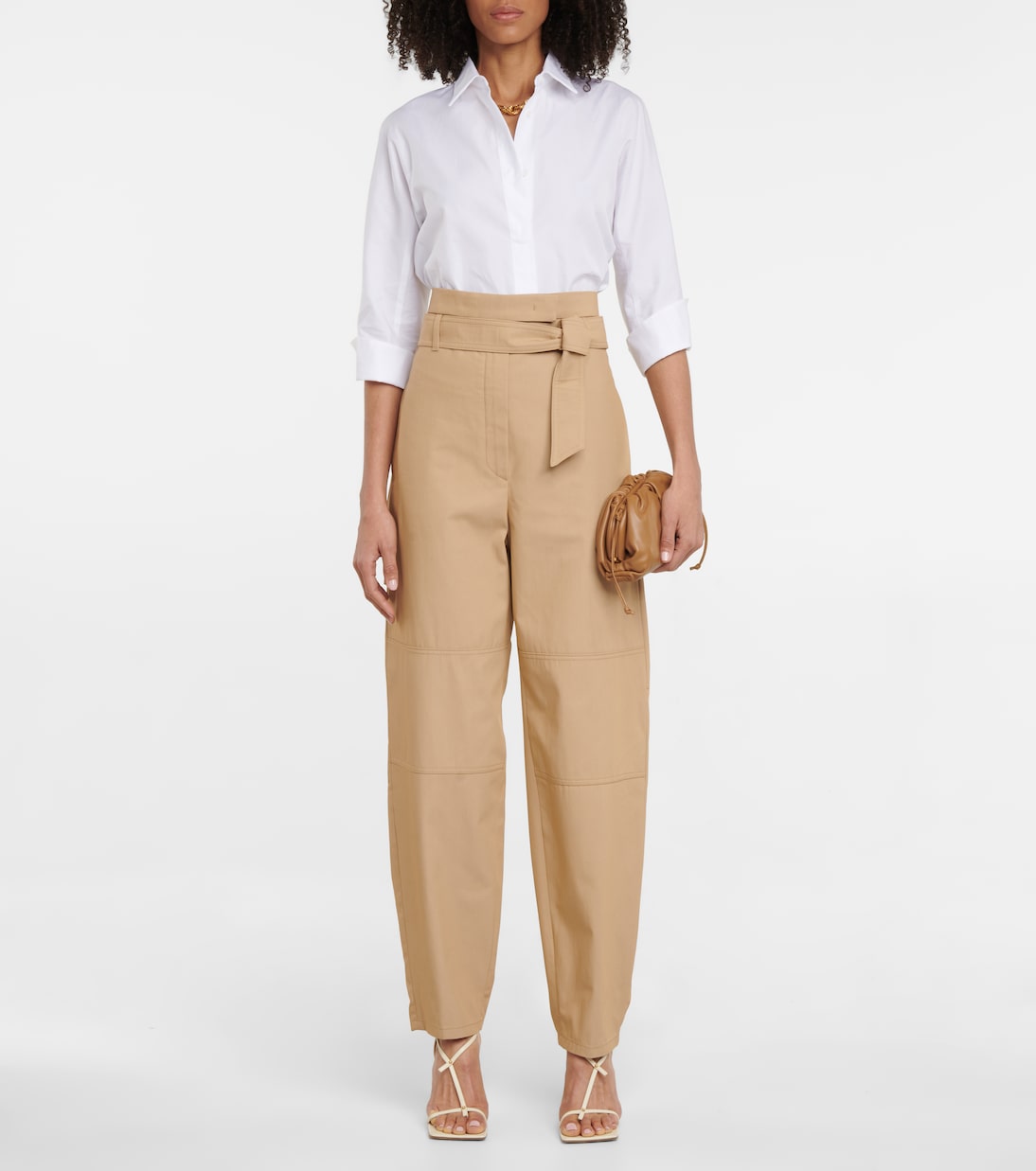 Pantalon paper bag Canossa en coton mélangé | Max Mara